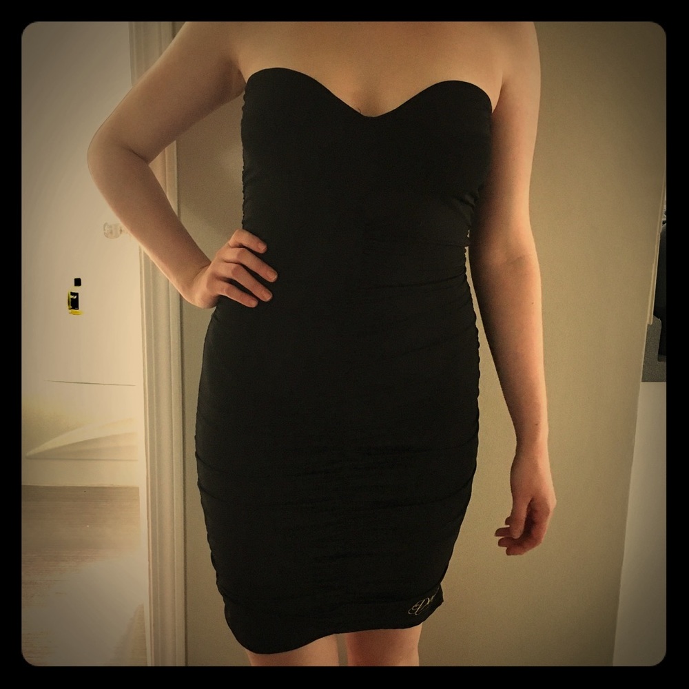 Strapless Ruched Little Black Dress